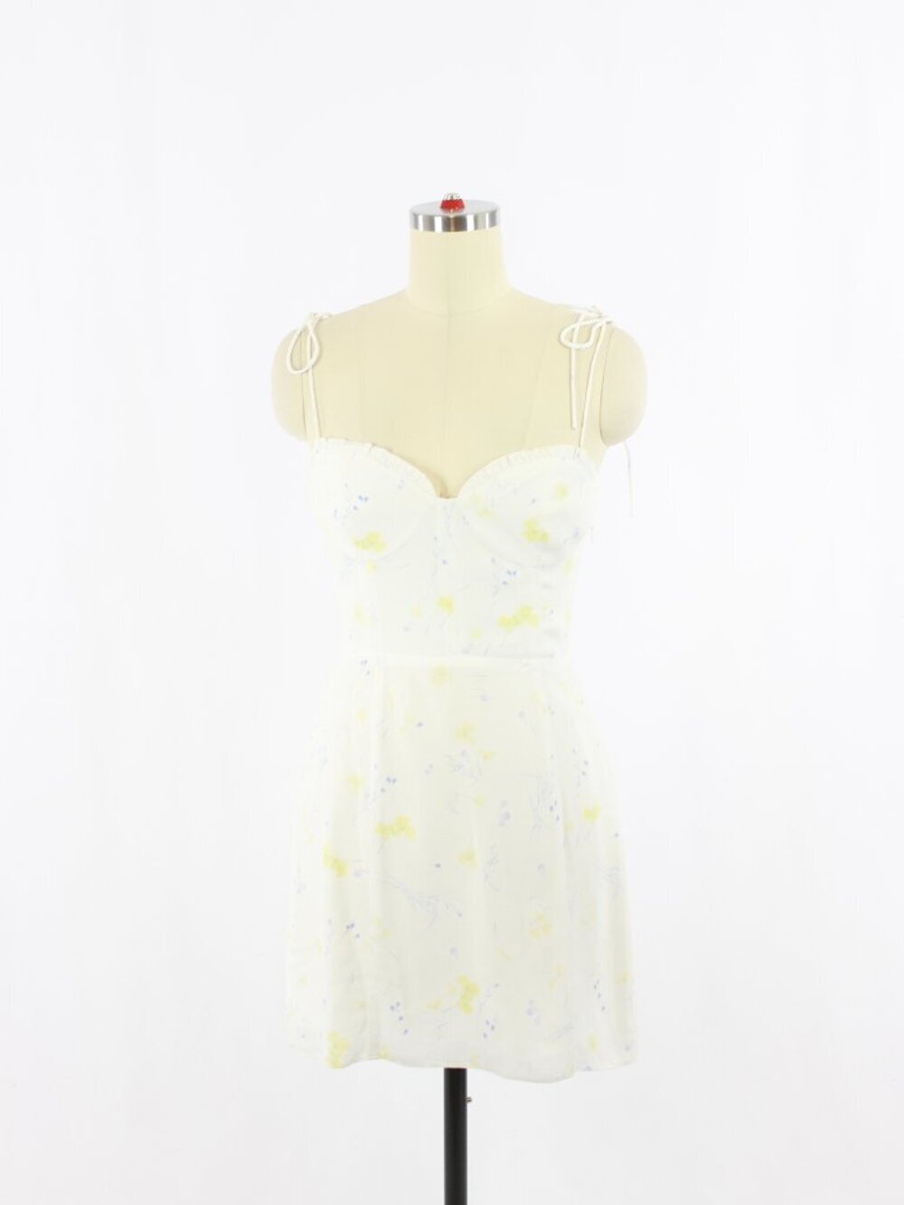 Aritzia WILFRED Fable White Floral Crepe Bustier Mini Slip Dress, Size 2